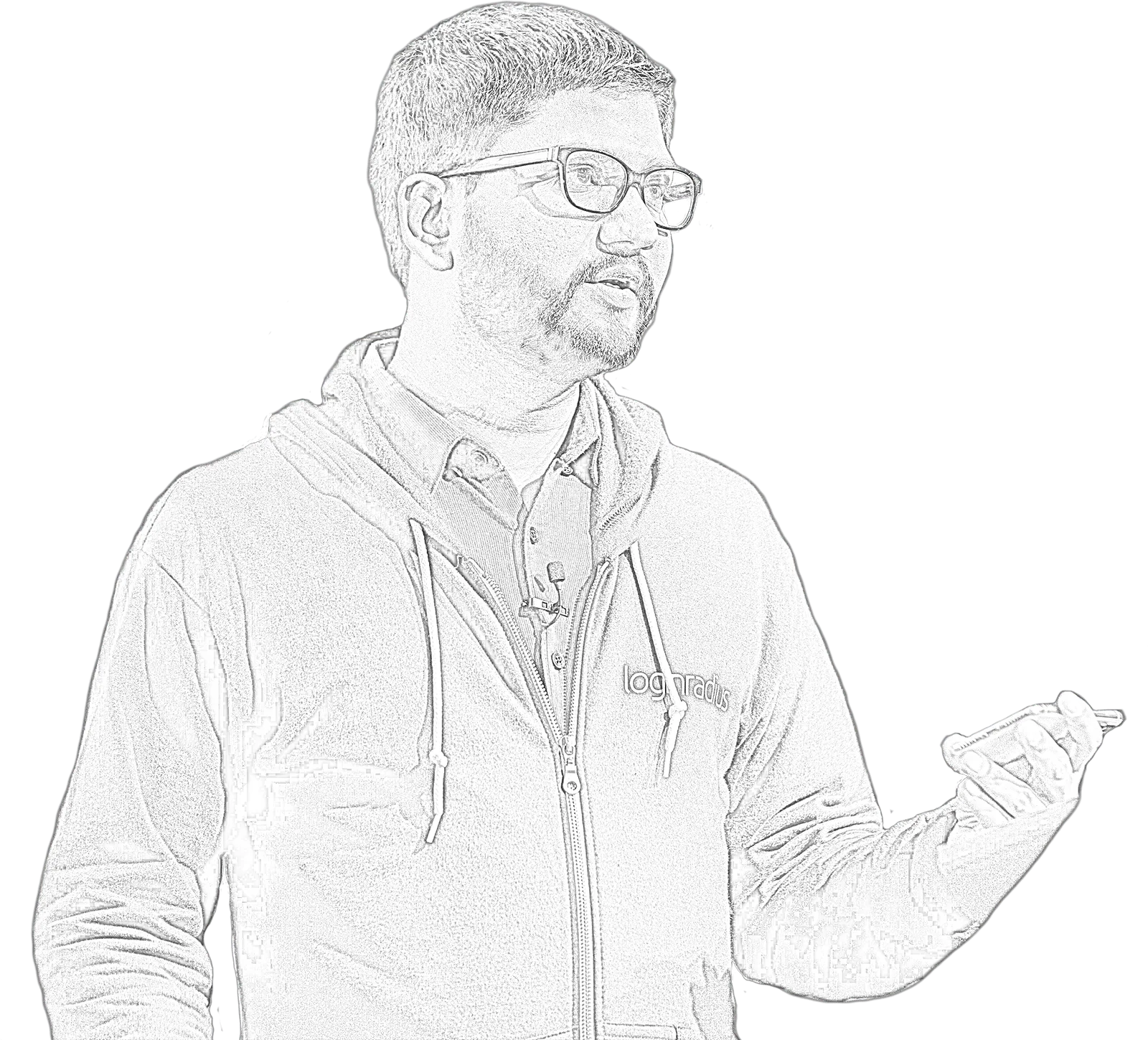 Sketch portrait of Deepak Gupta