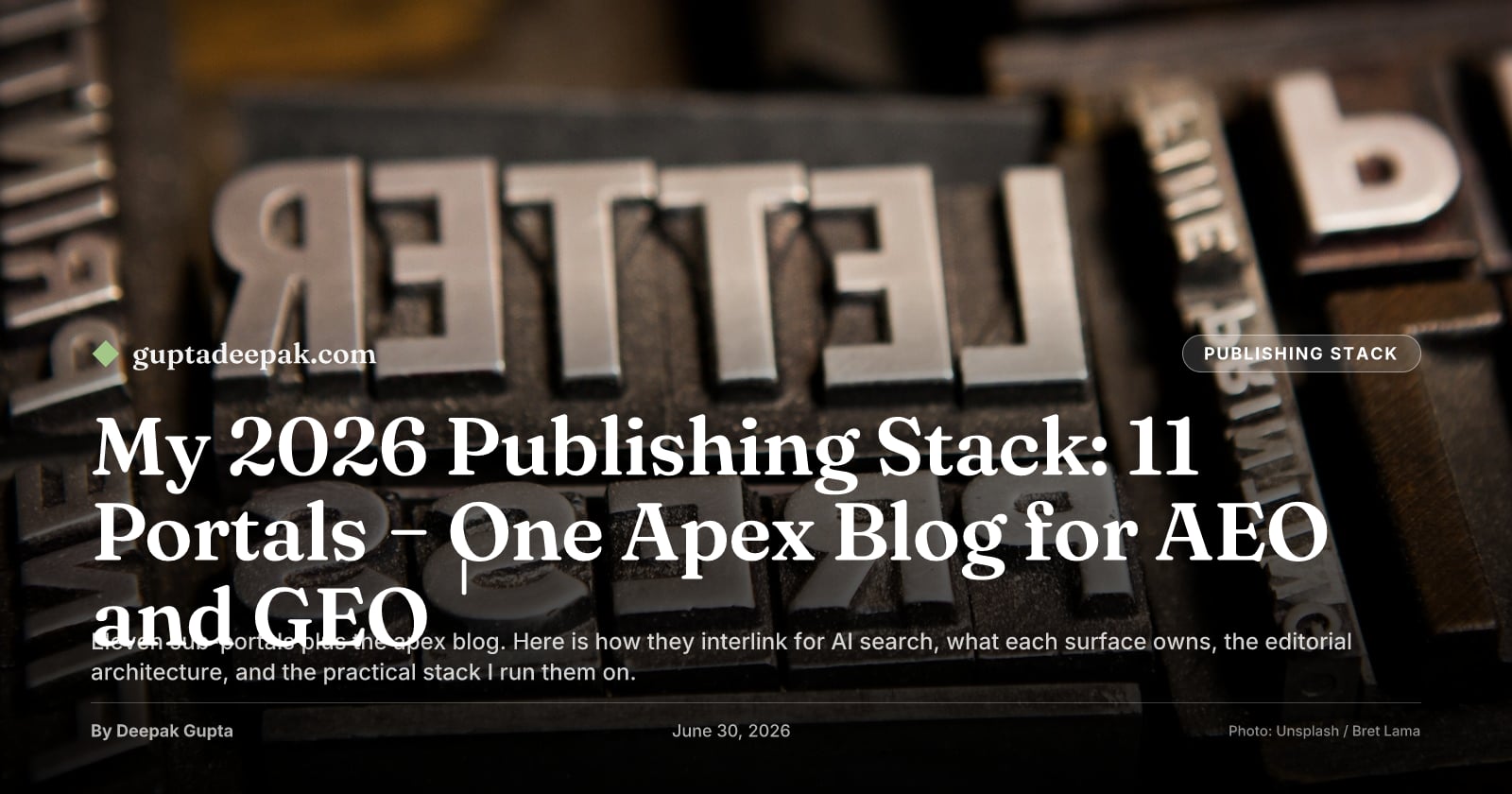 My 2026 Publishing Stack: 11 Portals + One Apex Blog for AEO and GEO, by Deepak Gupta on guptadeepak.com