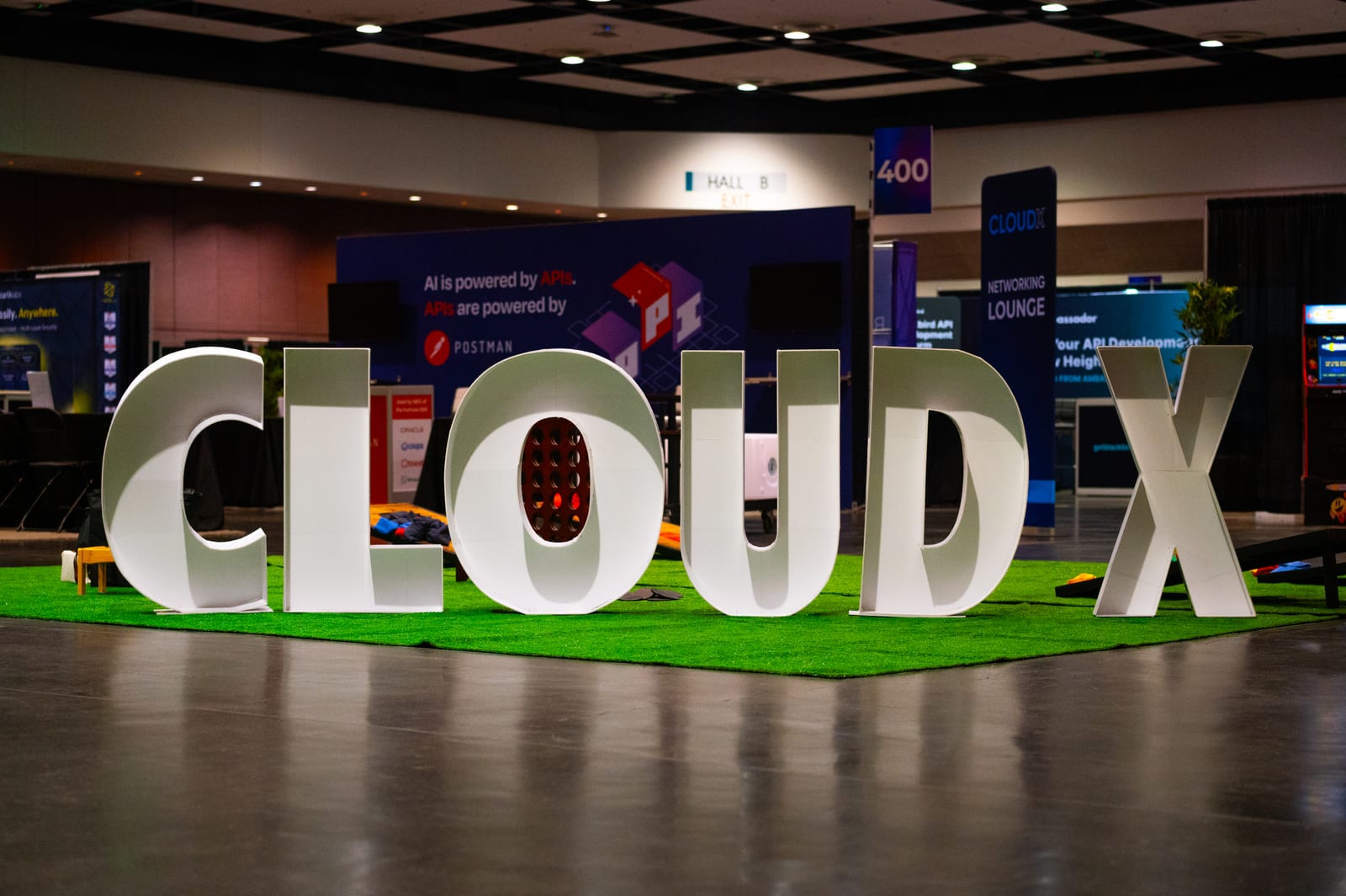 Large CloudX letter signage on the API World 2026 expo floor