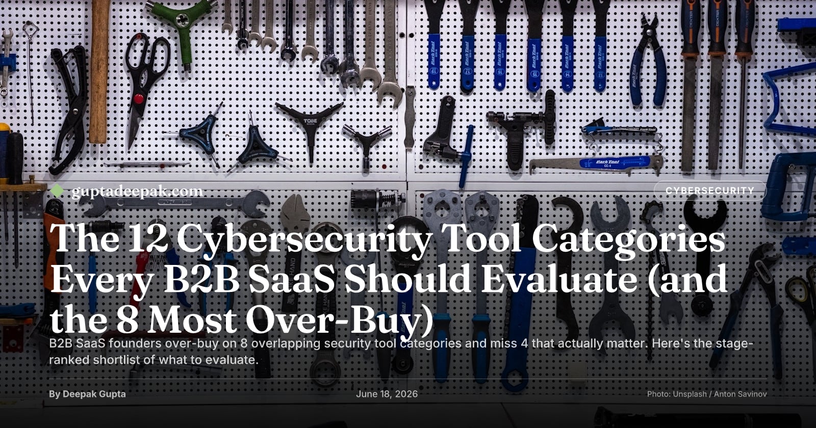 The 12 Cybersecurity Tool Categories Every B2B SaaS Should Evaluate (and the 8 Most Over-Buy), by Deepak Gupta on guptadeepak.com