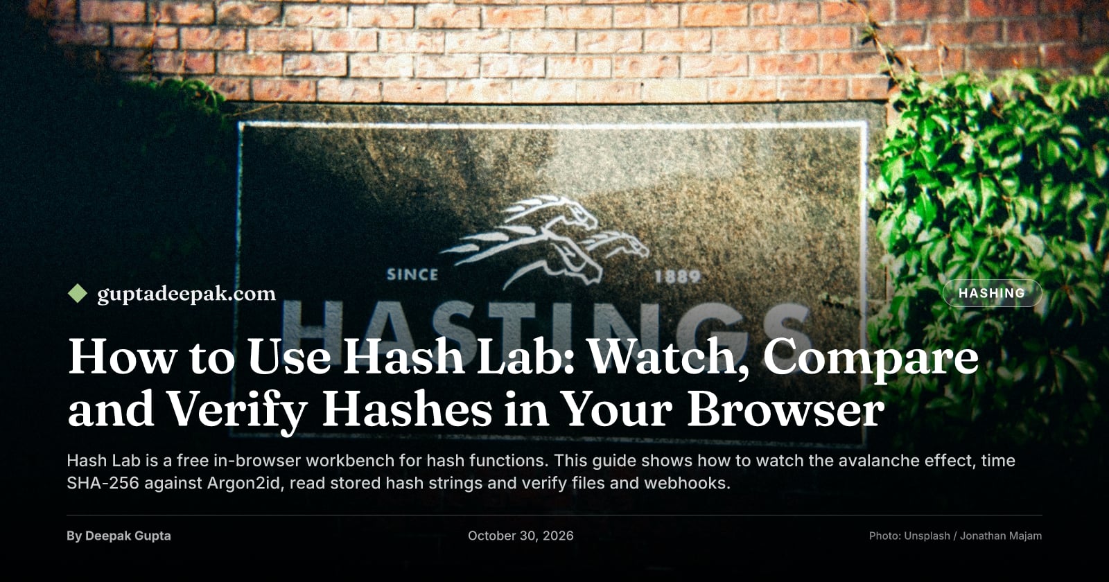 How to Use Hash Lab: Watch, Compare and Verify Hashes in Your Browser, by Deepak Gupta on guptadeepak.com