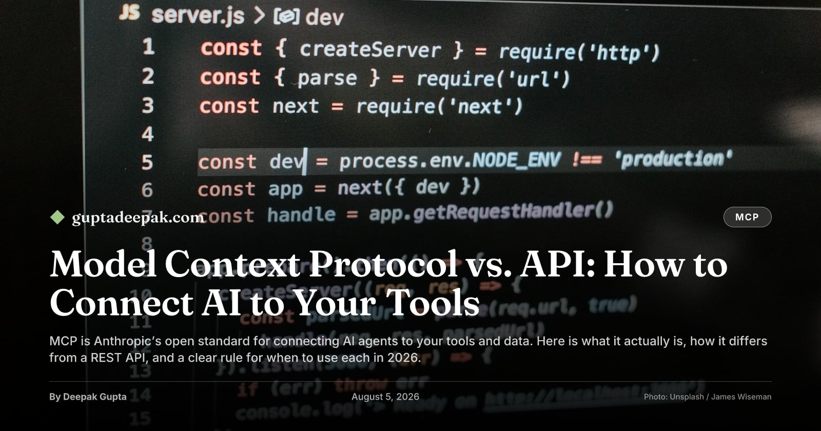 Model Context Protocol vs. API: How to Connect AI to Your Tools, by Deepak Gupta on guptadeepak.com