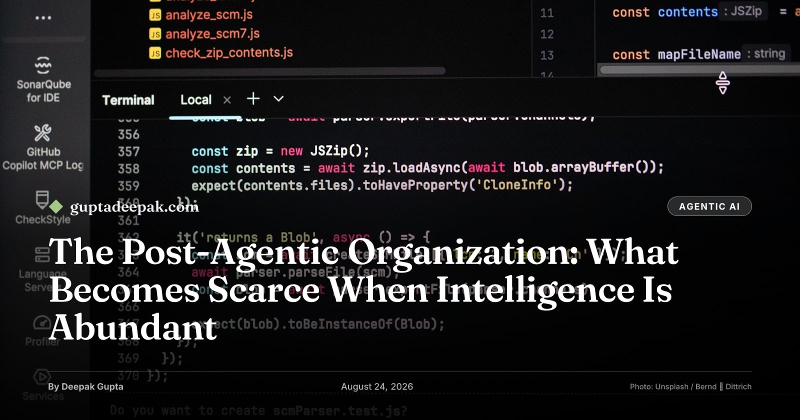 The Post-Agentic Organization: What Becomes Scarce When Intelligence Is Abundant, by Deepak Gupta on guptadeepak.com